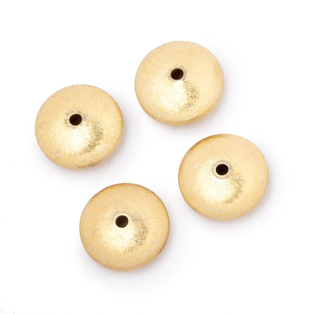 14mm 22kt Plated Copper Brushed Rondelle Beads Set of 4 pieces