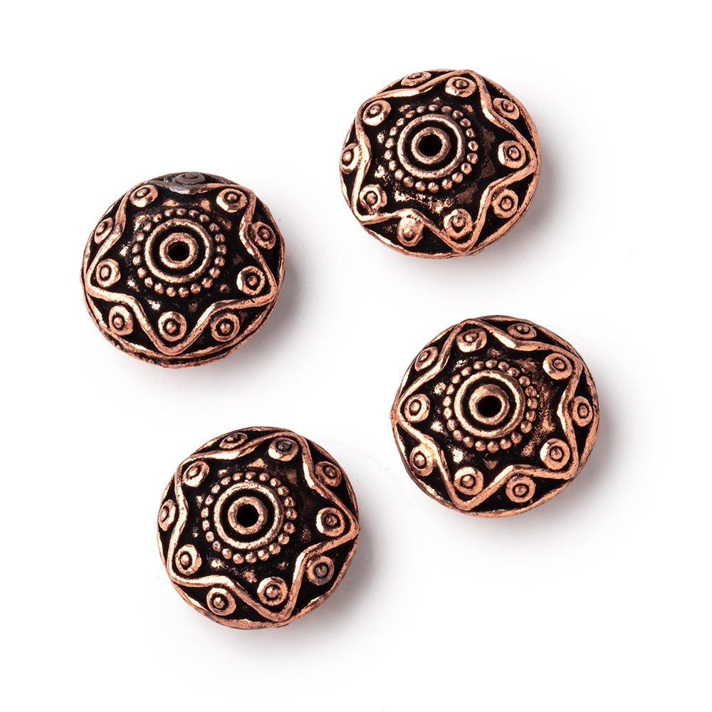 14mm Antiqued Copper Southwestern Motif Disc 8 inch 27 Beads