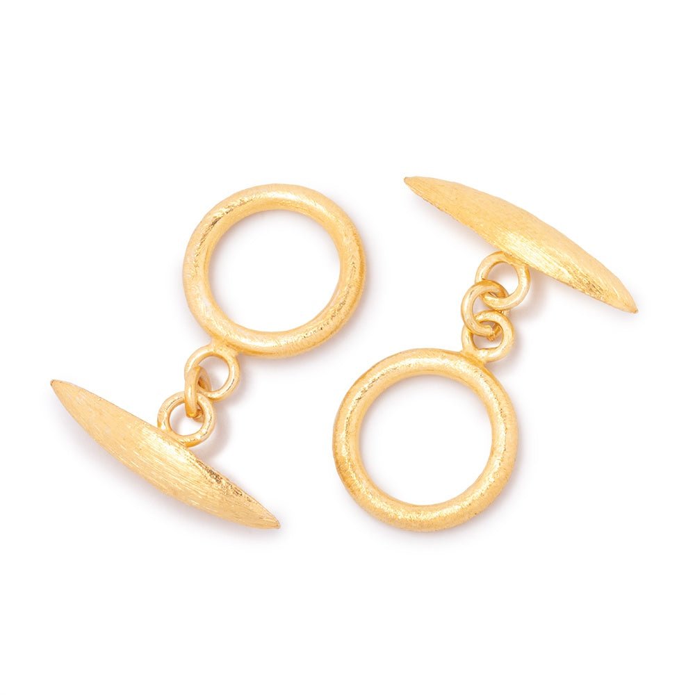 14mm Vermeil Toggle Brushed Marquise Design 1 piece