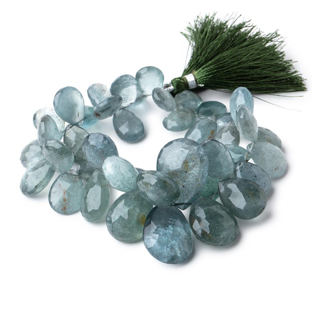 14x10-24x17mm Moss Aquamarine Faceted Pear Beads 8 inch 41 pieces AA