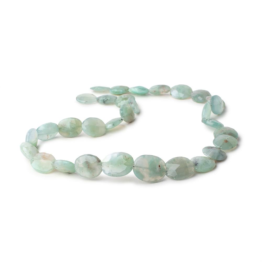 14x10.5-18x14mm Aqua Green Chalcedony straight drilled faceted ovals 18 inch 31 beads
