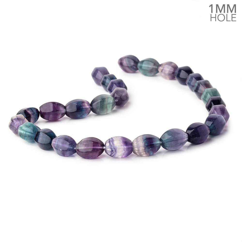 14x10mm Multi Color Fluorite Plain Lantern Beads 15.5 inch 27 pieces AA
