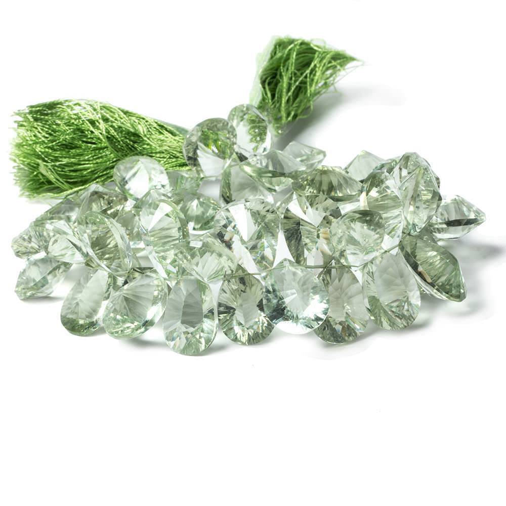 14x10mm-18x11mm Prasiolite Pavillion Faceted Pear Beads 8 inch 45 pieces AAA