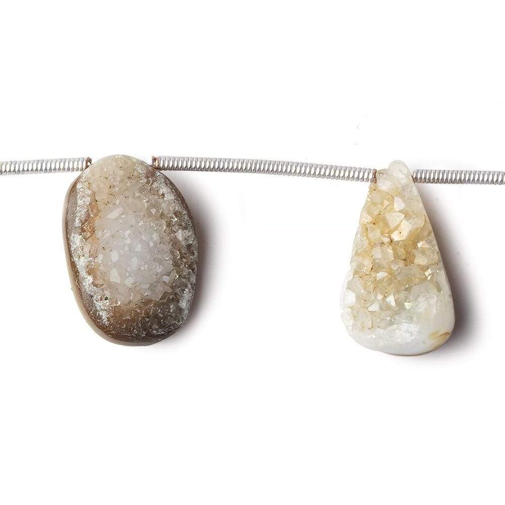 14x11-18x12mm Bi Color Agate Drusy Freeform Beads 7 pieces