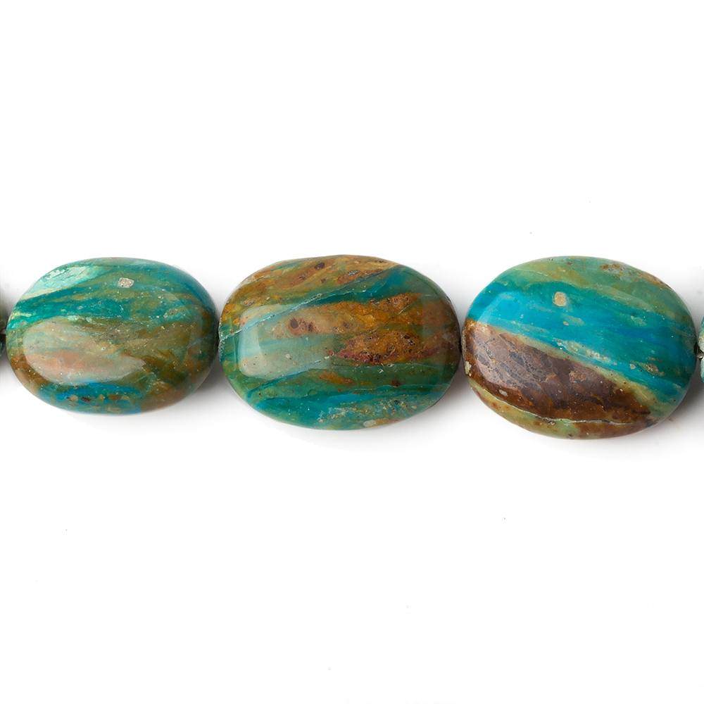 14x11-20x15mm Peruvian Blue Opal with Matrix plain oval nuggets 18 inch 29 beads AA