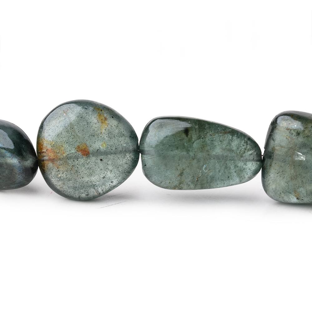 14x11-25x15mm Moss Aquamarine Plain Nuggets 18 inch 23 Beads 1mm Hole