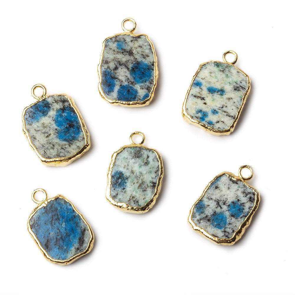 14x12mm Gold leafed K2 Azurite Granite "K2 Jasper" Slice Pendant 1 piece