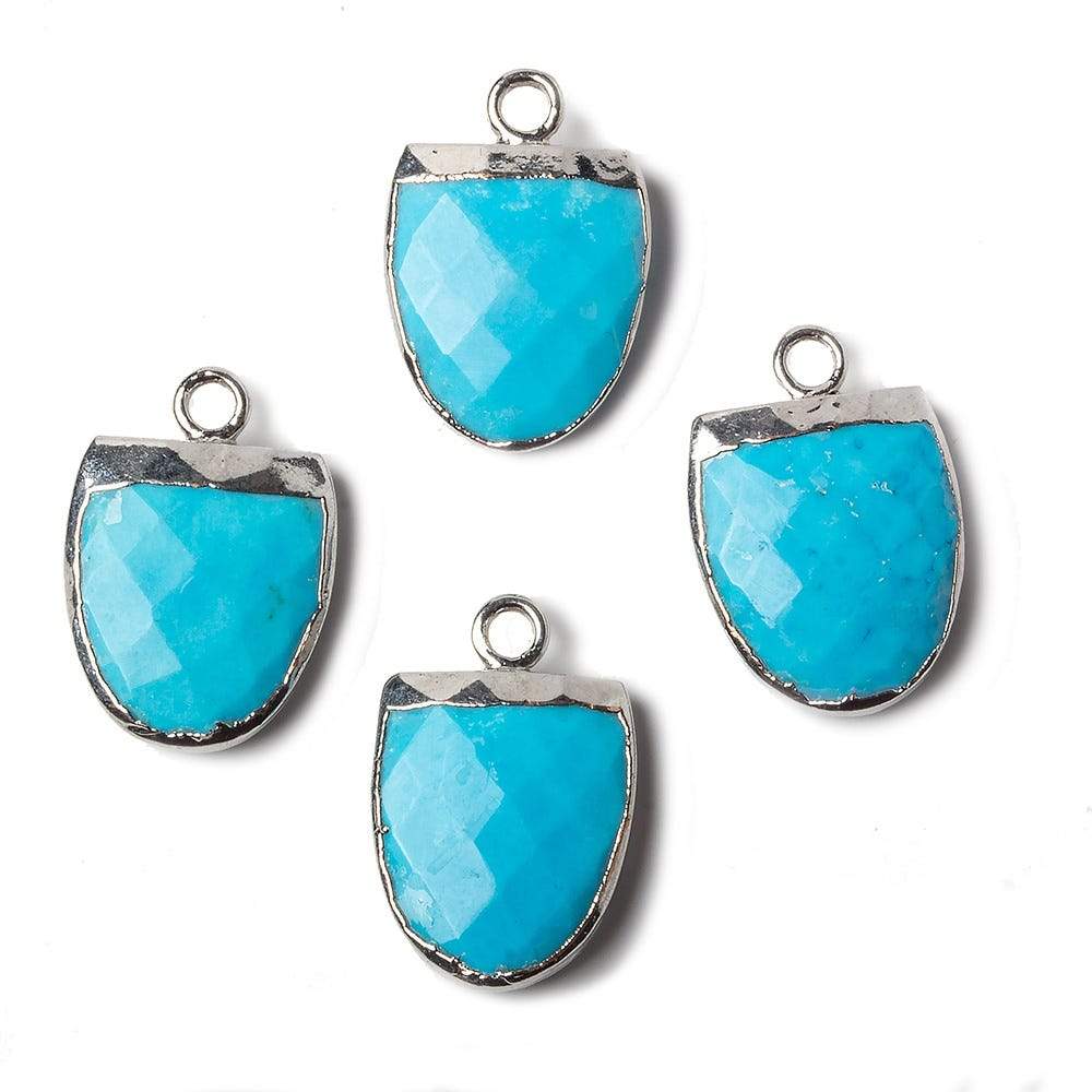 14x12mm Silver Leafed Turquoise Magnesite Half Oval Pendant 1 focal bead