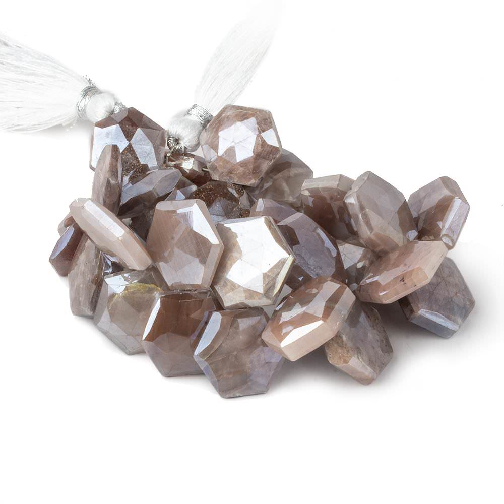 14x14-16x16mm Mystic Chocolate Moonstone Faceted Hexagonals 8 inch 32 beads