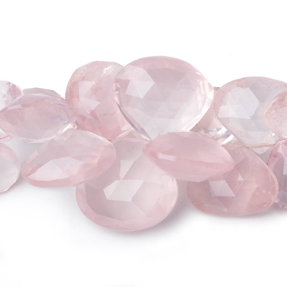 14x14-26x26mm Rose Quartz faceted heart beads 8 inch 33 pieces AA