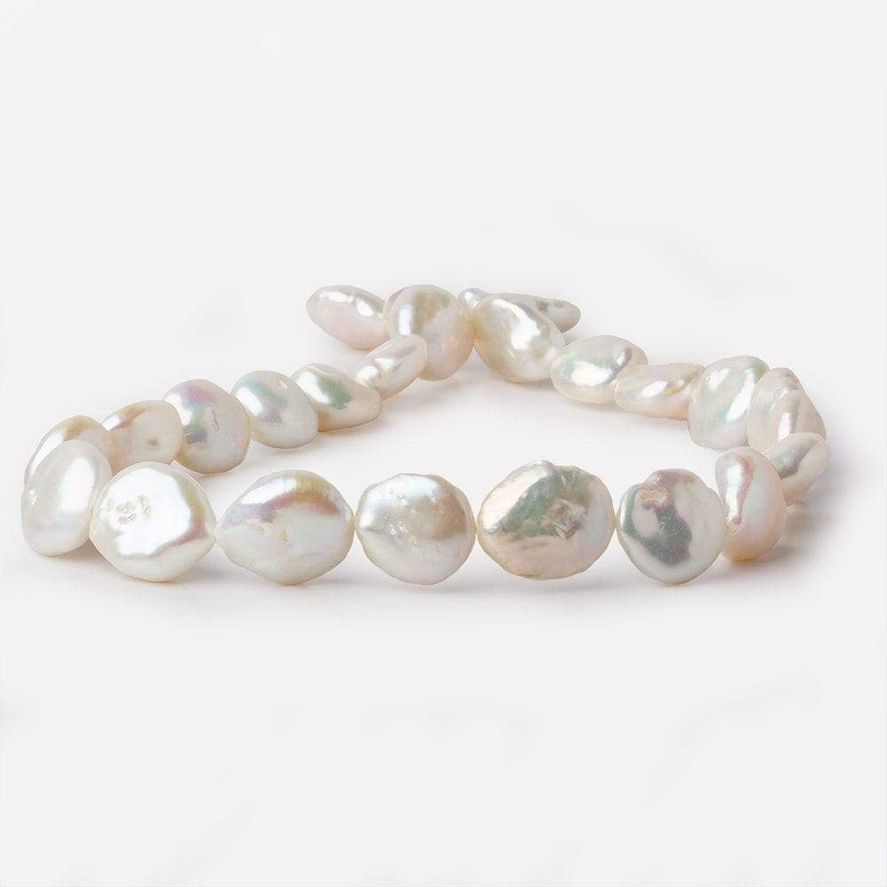 14x15-15x17mm Creamy White Coin Freshwater Pearls 16 inch 25 pieces