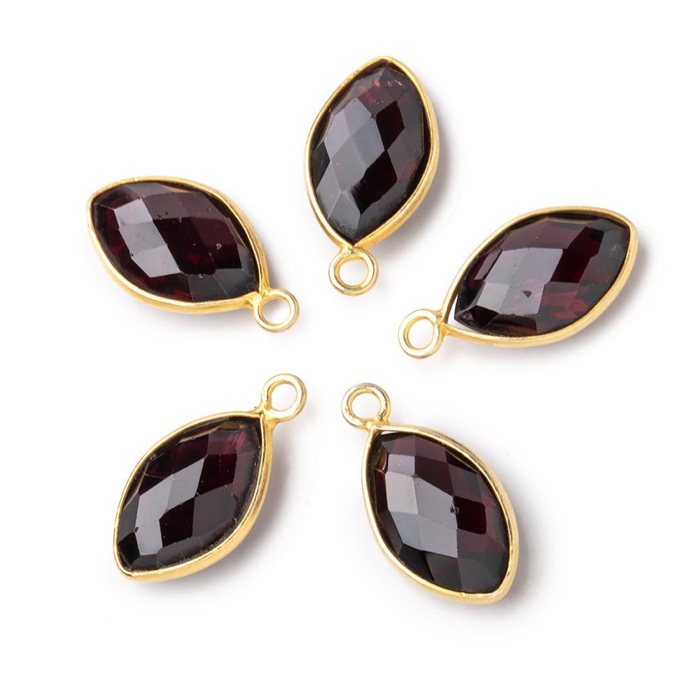 14x9mm Vermeil Bezel Garnet Faceted Marquise Pendant 1 piece