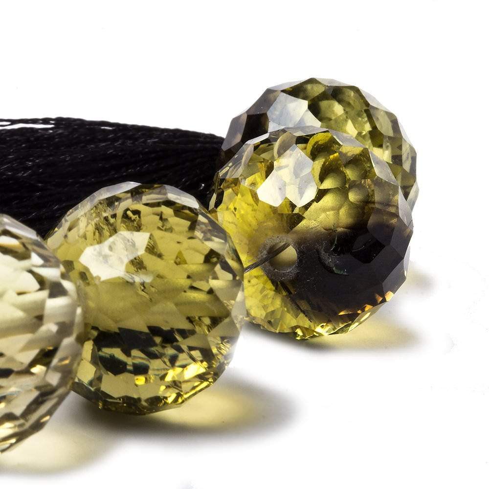 15-17mm Bi-Colored Quartz large hole Concave Faceted Rondelles 4 inch 7 beads AA