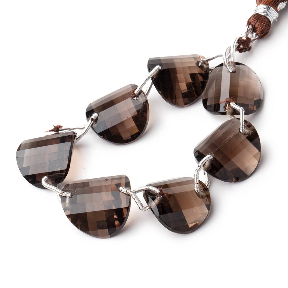 15-17mm Smoky Quartz Double Drill Fancy Shape Beads 6 inch 7 pieces AA