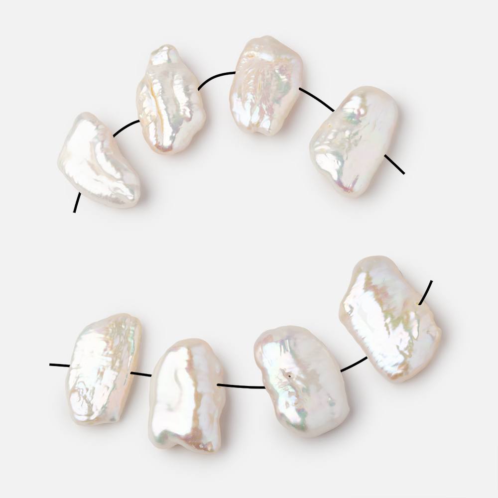 15-19mm White Side Drilled Biwa Focals Set of 4 pieces