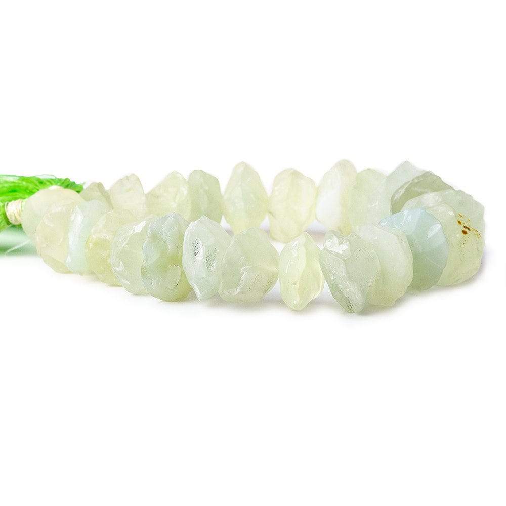 15-19mm Yellowish Green Agate Hammer Faceted Disc Beads 8 inch 23 pieces