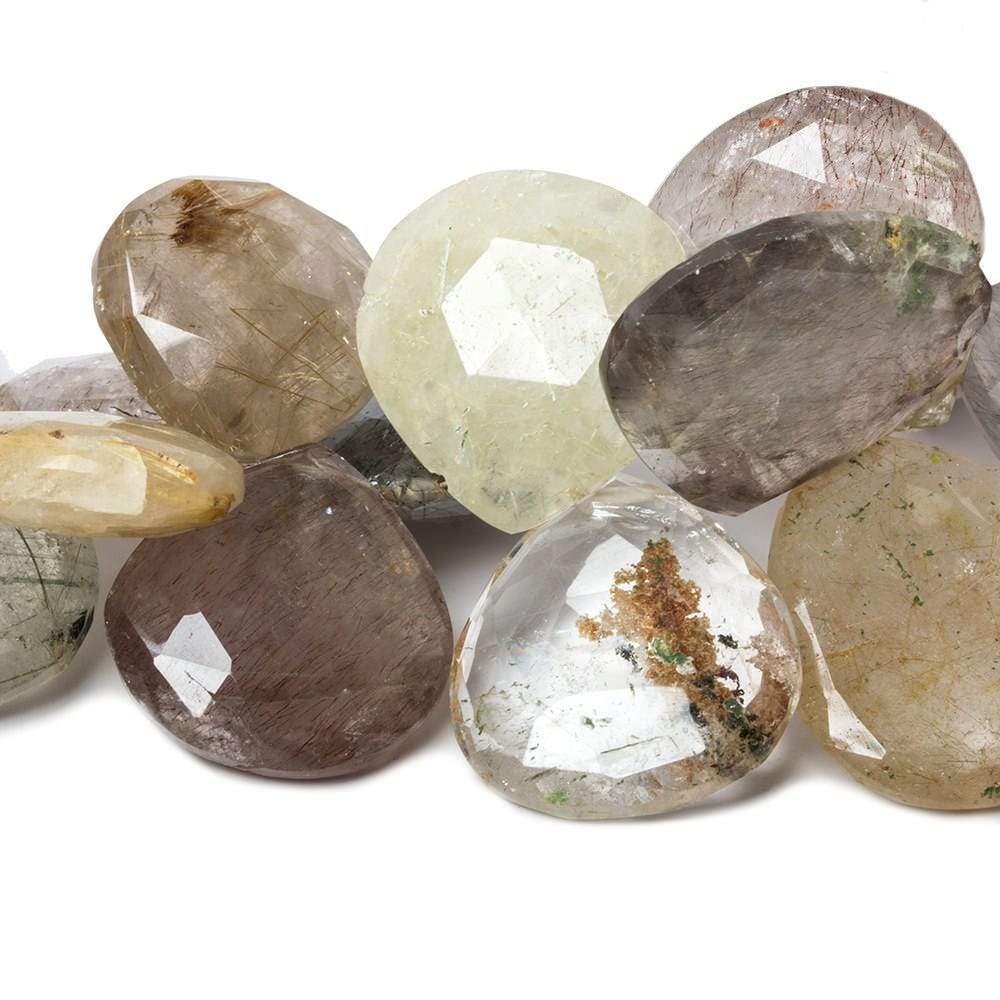 15-25mm Sagenetic Quartz Beads Heart Briolette 9 inch 38 pieces