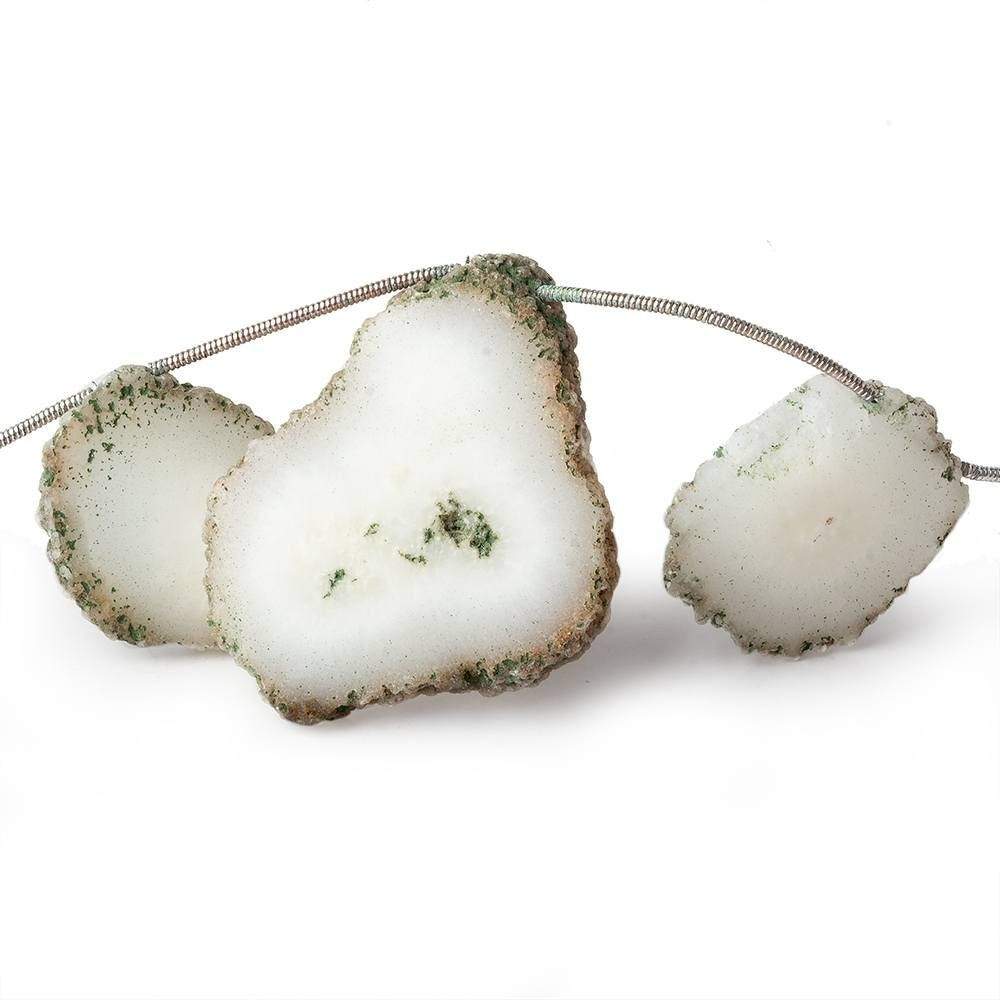 15-40mm Chlorite Solar Quartz Top Drilled Slice with Chlorite Edge 18 inch 13 pieces