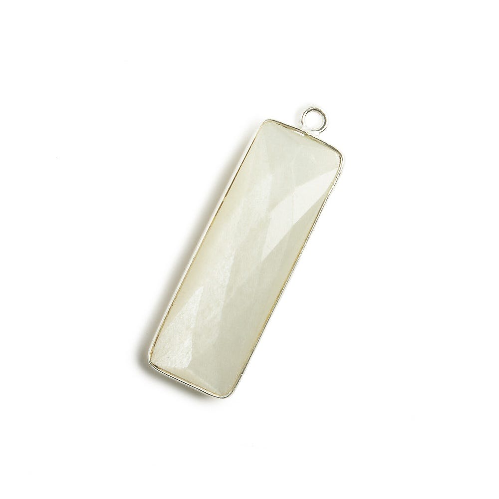 31x11mm Silver Bezel Soft White Moonstone Bar 1 ring pendant 1 piece