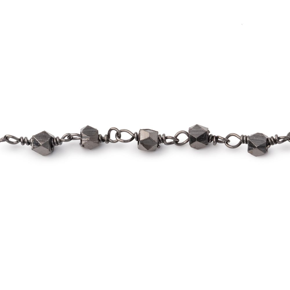 3mm Black Gold plated Copper Faceted Nuggets on Black Gold plated Chain