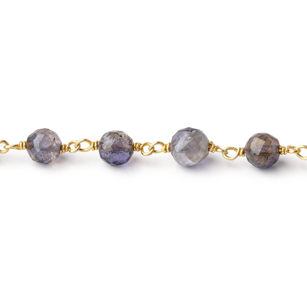 4.5-5mm Iolite faceted round Vermeil Chain by the foot 30 pieces