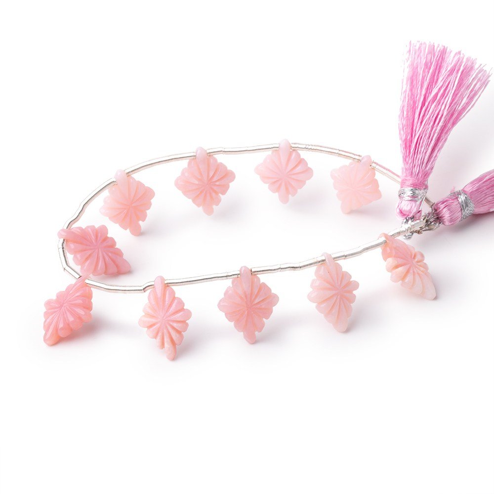 15.5-16.5mm Pink Peruvian Opal Carved Kite Beads 6.5 inch 10 pieces