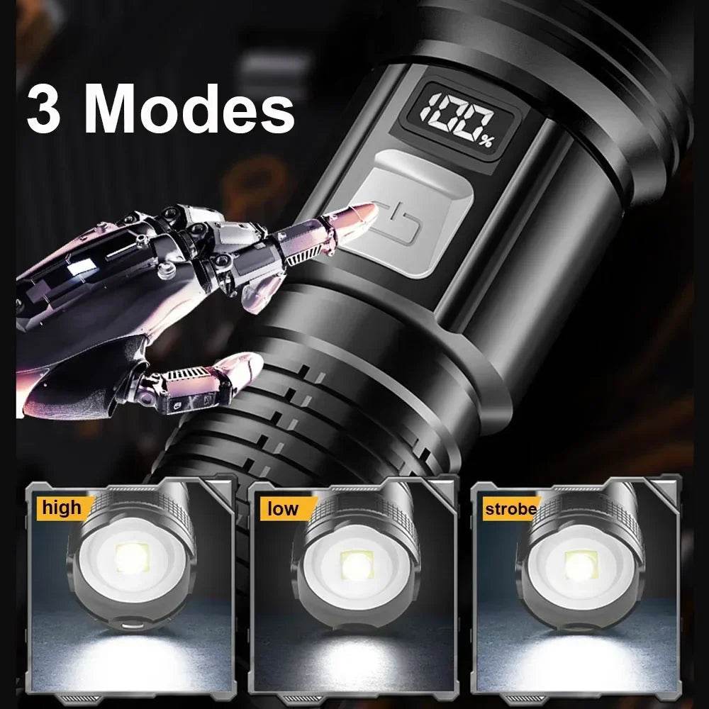Ultra Bright Tactical LED Flashlight - USB Rechargeable Zoom Lantern for Camping, Fishing, and Defense