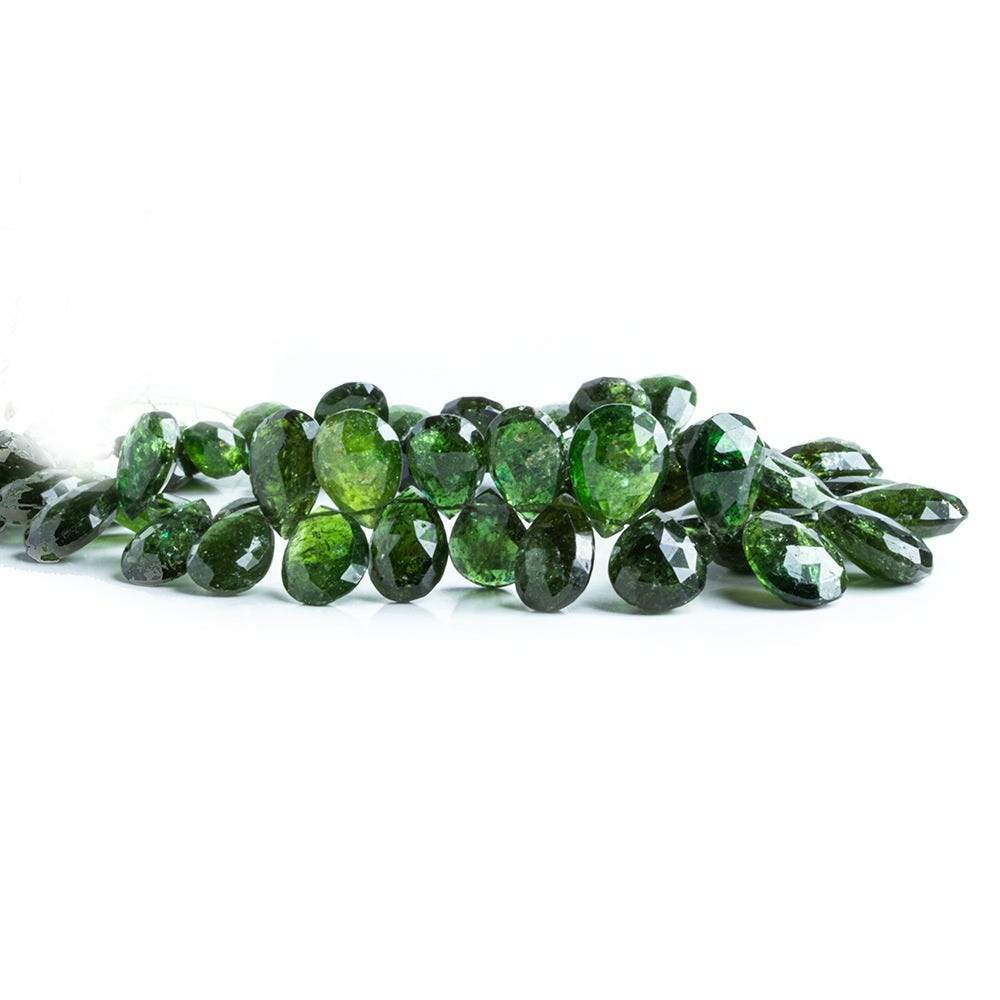 9x7-15x9mm Chrome Green Tourmaline Faceted Pear Beads 7 inch 52 beads