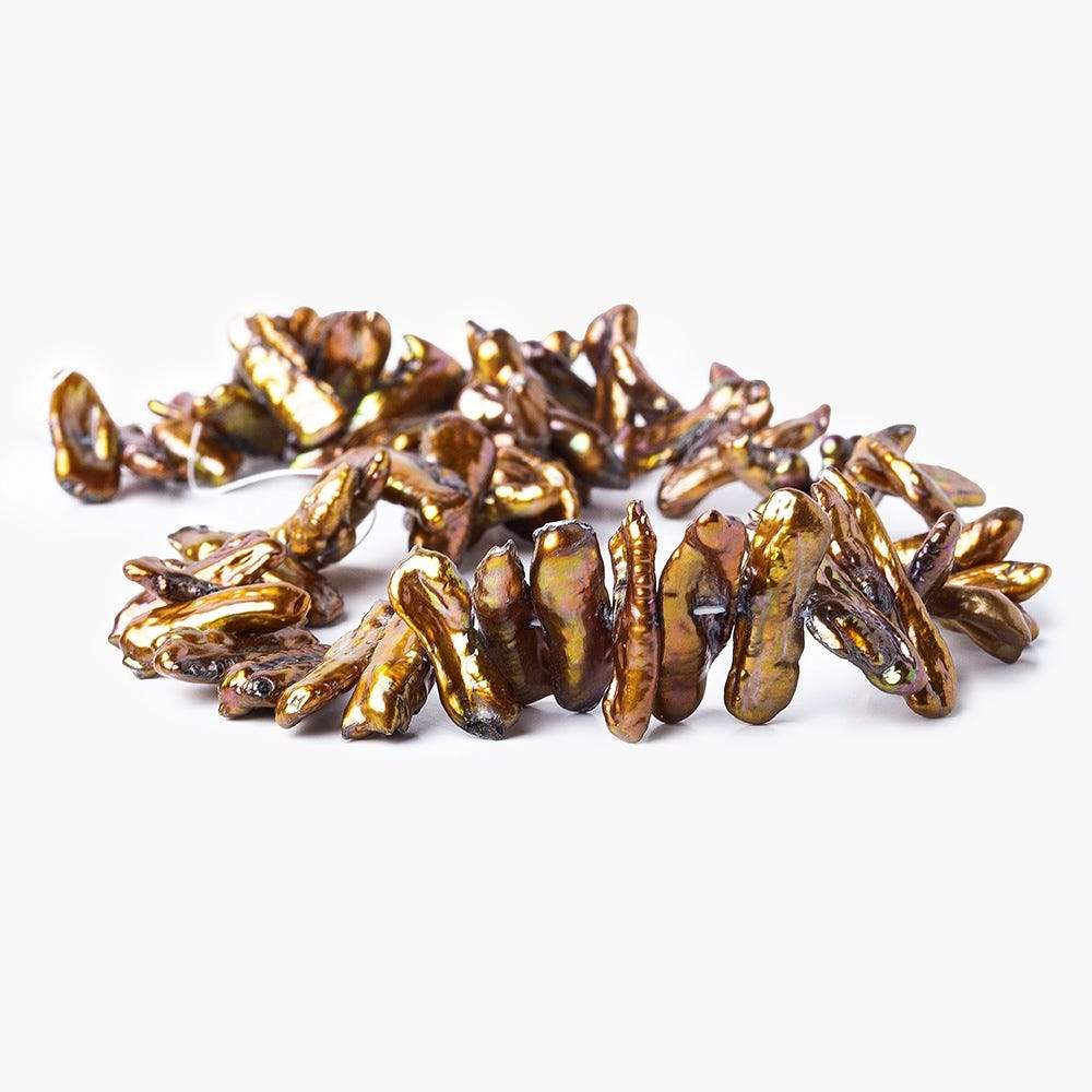 15mm Copper Freshwater Pearl Side Drilled Biwa