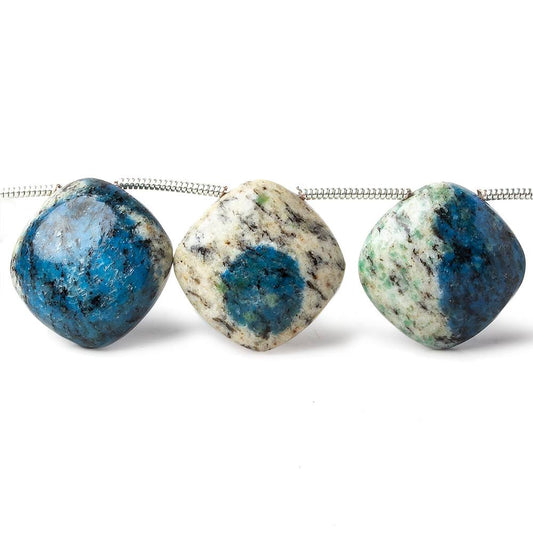 15mm K2 Azurite Granite "K2 Jasper" plain pillow beads 8 inch 12 pieces