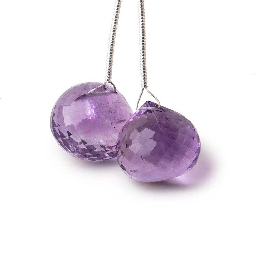 15mm Pink Amethyst Faceted Candy Kiss Focal Beads Set of 2 pieces