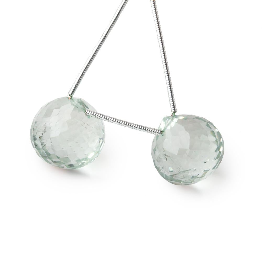 15mm Prasiolite Faceted Candy Kiss Focal Beads Set of 2 Pieces