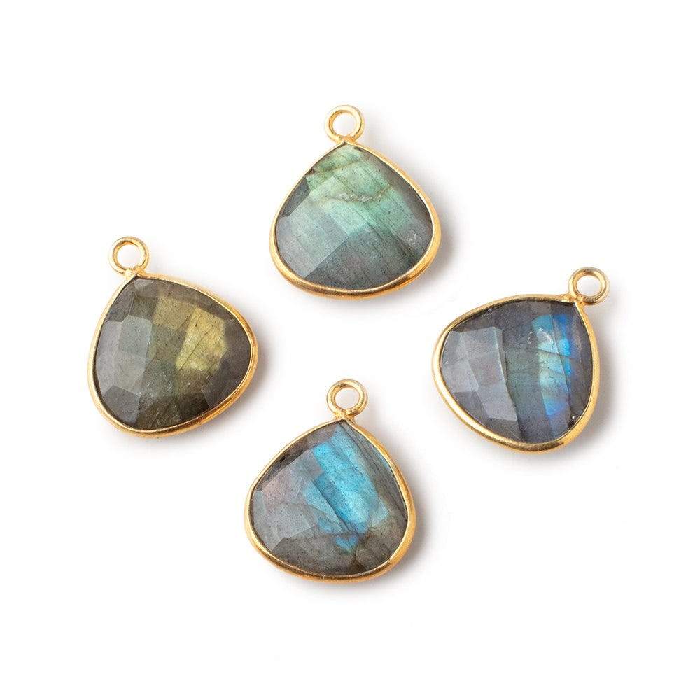 15mm Vermeil Bezeled Labradorite Faceted Heart Pendant 1 piece