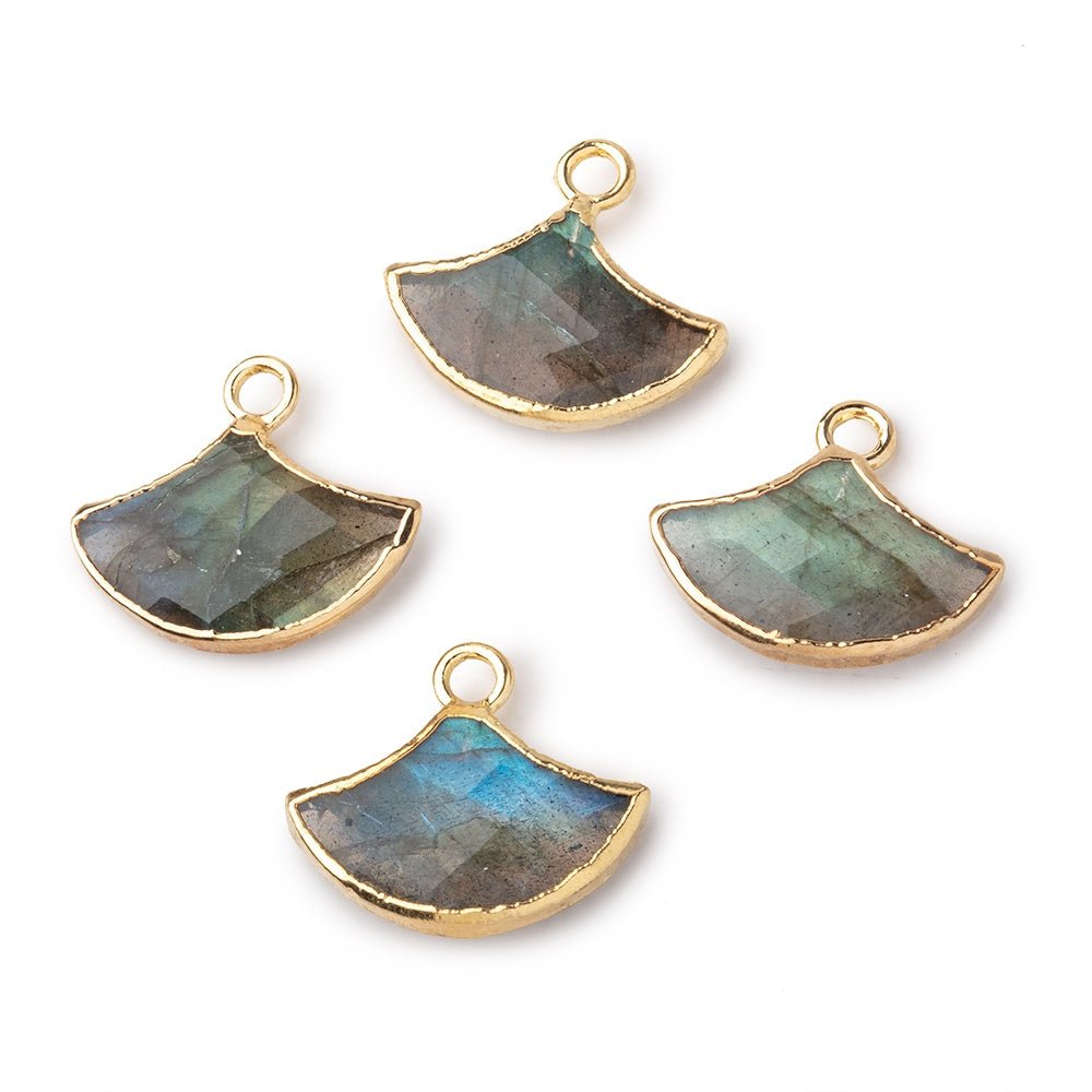 15x10mm Gold Leafed Labradorite Faceted Fan Focal Pendant 1 piece