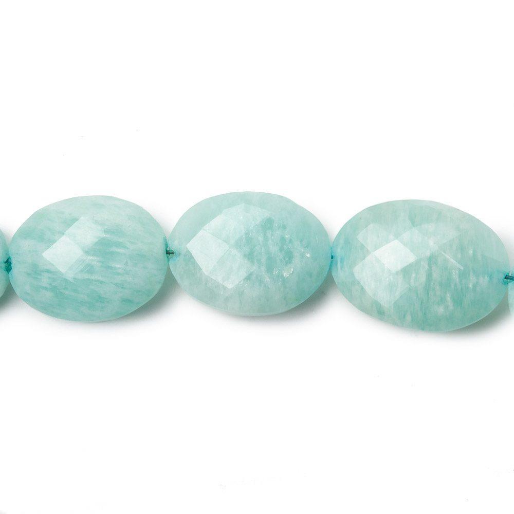 15x11mm - 17x12mm Amazonite Straight Drilled Faceted Oval Beads 8 inch 12 pieces