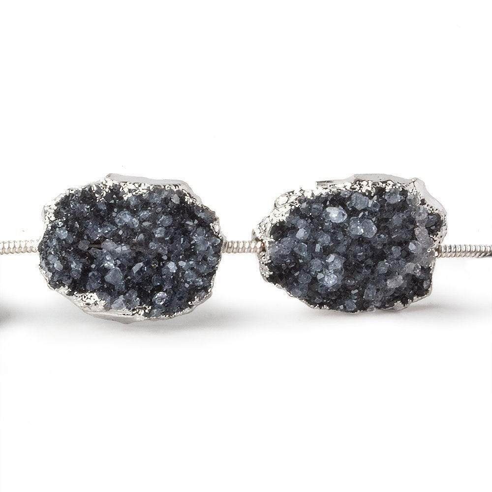 15x12-16x13mm Silver Leafed Black Drusy Strand 8 inch 10 pieces