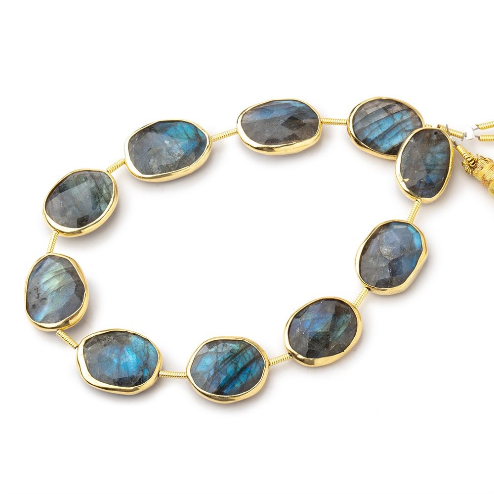 15x12-16x13mm Vermeil Bezel Labradorite Faceted Nugget Beads 8 inch 10 pieces