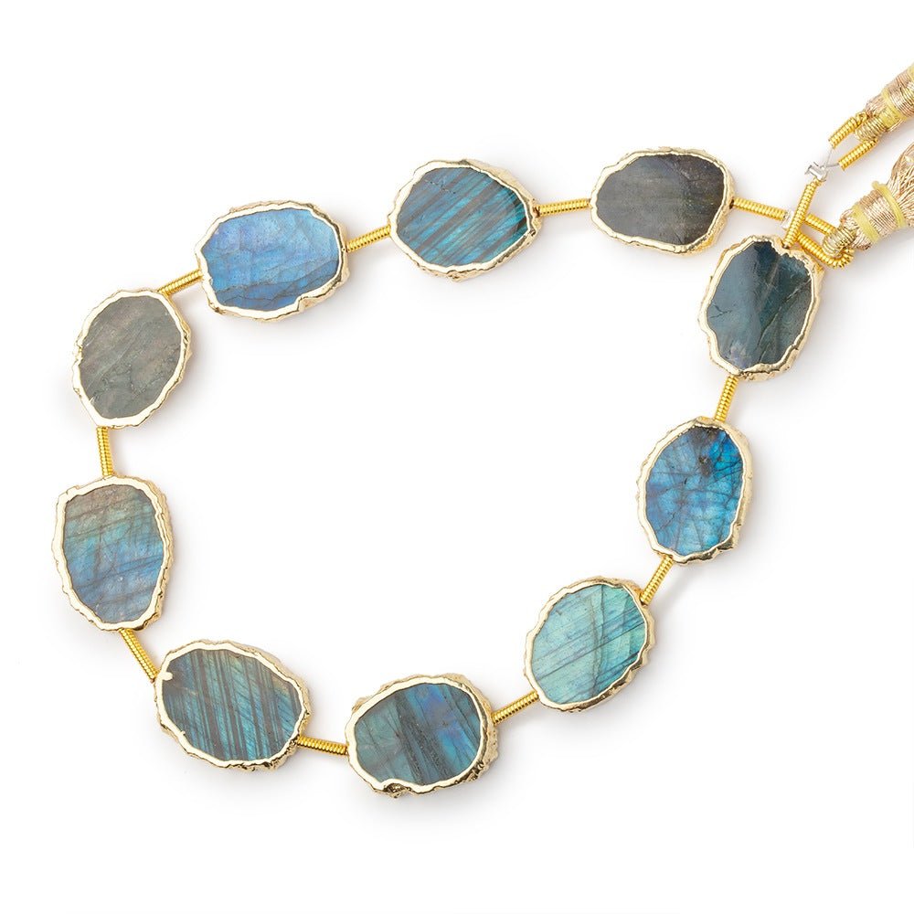 15x12-17x13mm Gold Leaf Labradorite Plain Slice Strand 10 Beads