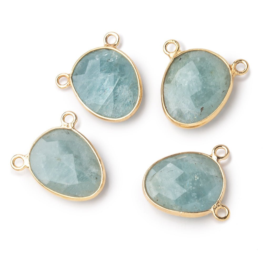15x12mm Vermeil Bezel Aquamarine Faceted Nugget Connector 1 piece