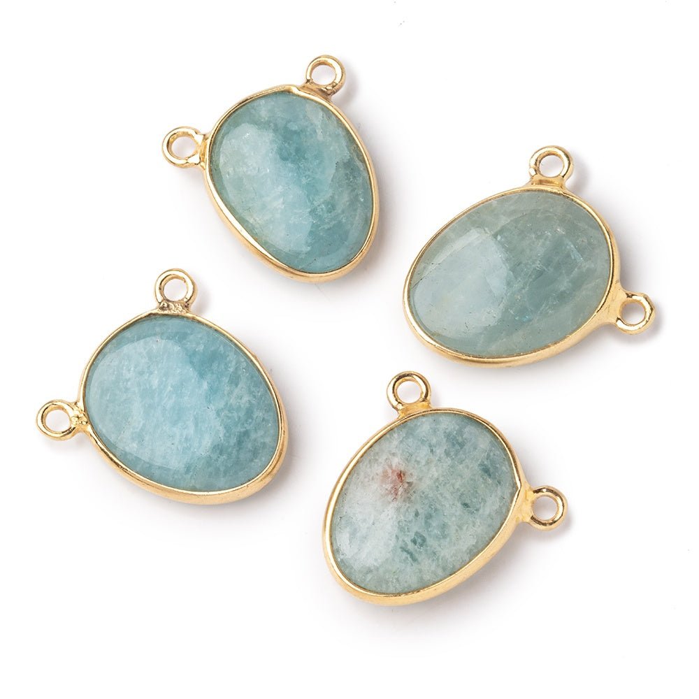 15x12mm Vermeil Bezel Aquamarine Plain Nugget Connector 1 piece