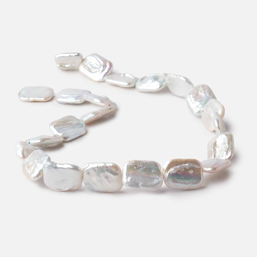 15x19mm Rosé White Rectangle Freshwater Pearls 16 inch 20 beads