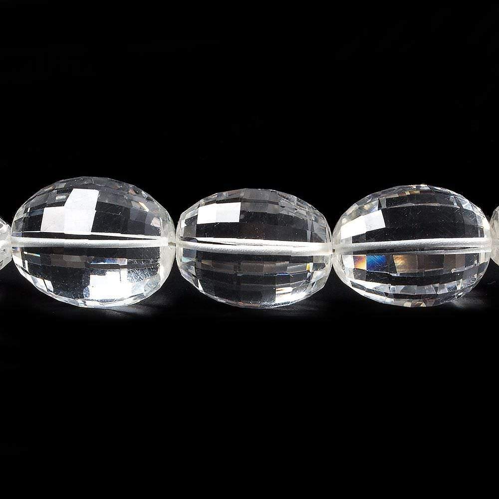 15x12mm Crystal Quartz checkerboard faceted ovals 16 inch 25 beads