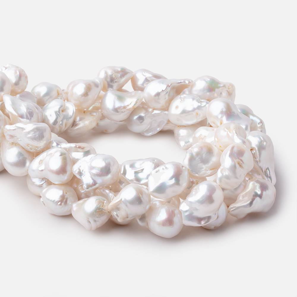 15x13-22x14mm White Ultra Baroque Freshwater Pearls 15.5 inch 19 Pieces AA