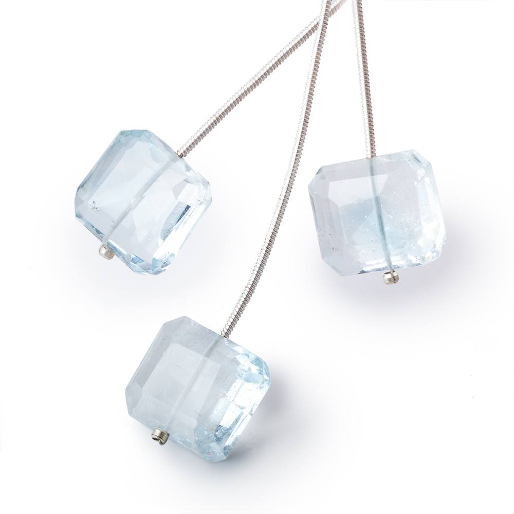 15x14mm Sky Blue Topaz Faceted Nuggets Set of 3 Focal Beads