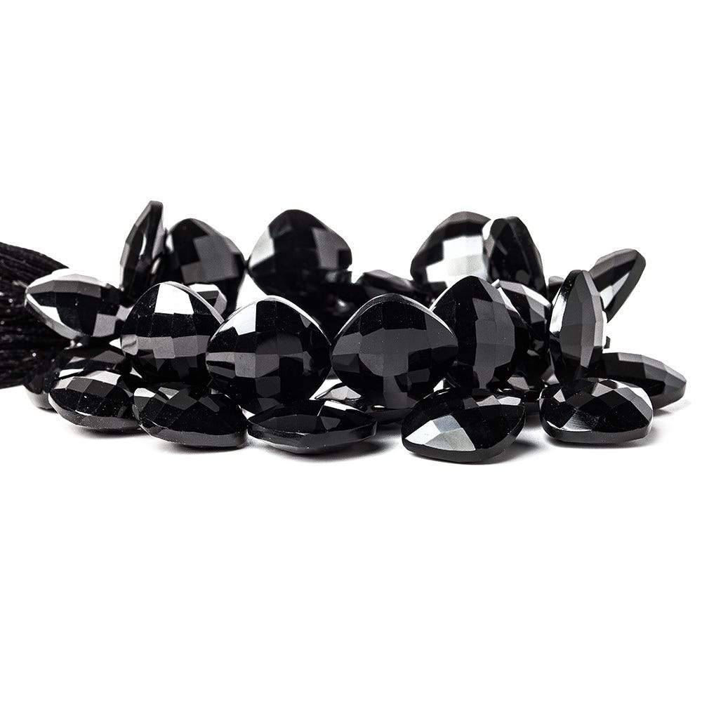 15.5x15.5mm Black Onyx corner drilled faceted pillow beads 8 inch 34 pieces AAA
