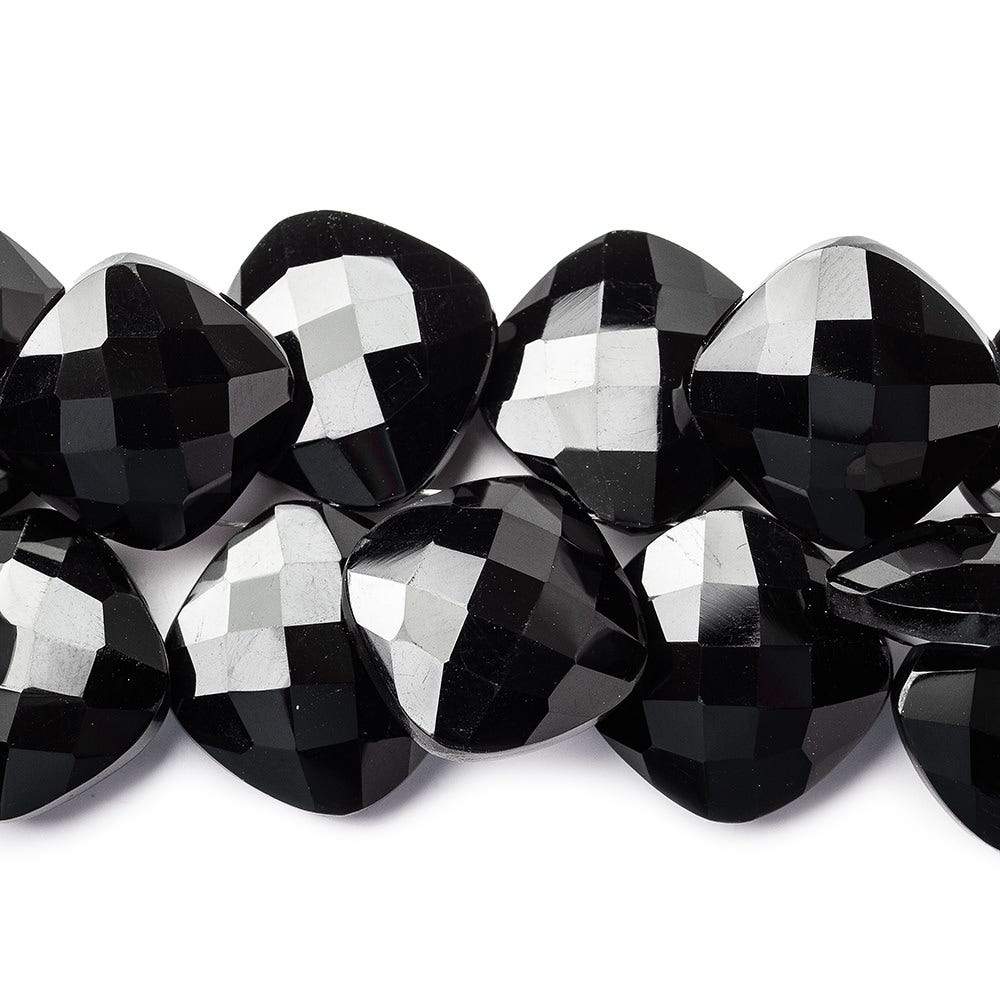 15.5x15.5mm Black Onyx corner drilled faceted pillow beads 8 inch 34 pieces AAA