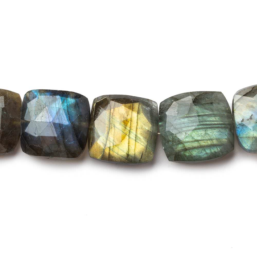15x15-16x16mm Labradorite faceted square cushion beads 8 inch 13 pieces