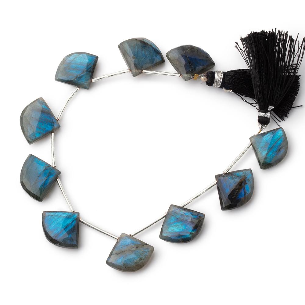 15x18-16x19mm Labradorite Faceted Fan Beads 7 inch 9 pieces