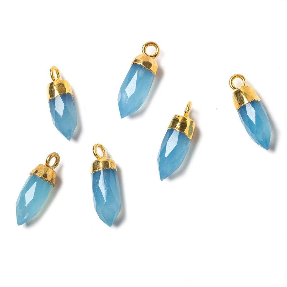 15x5mm Gold Leafed Blue Chalcedony Spike Pendants 1 piece