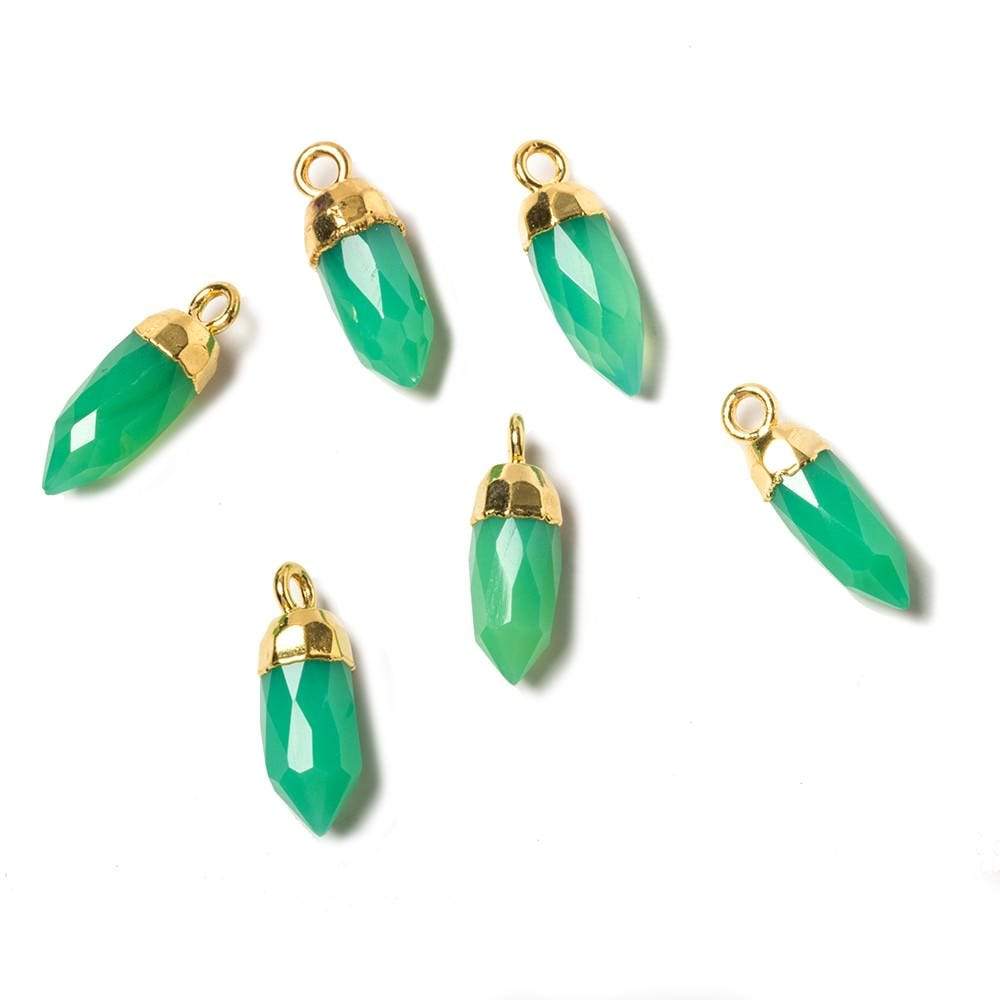 15x5mm Gold Leafed Citrus Green Onyx Spike Pendants 1 piece